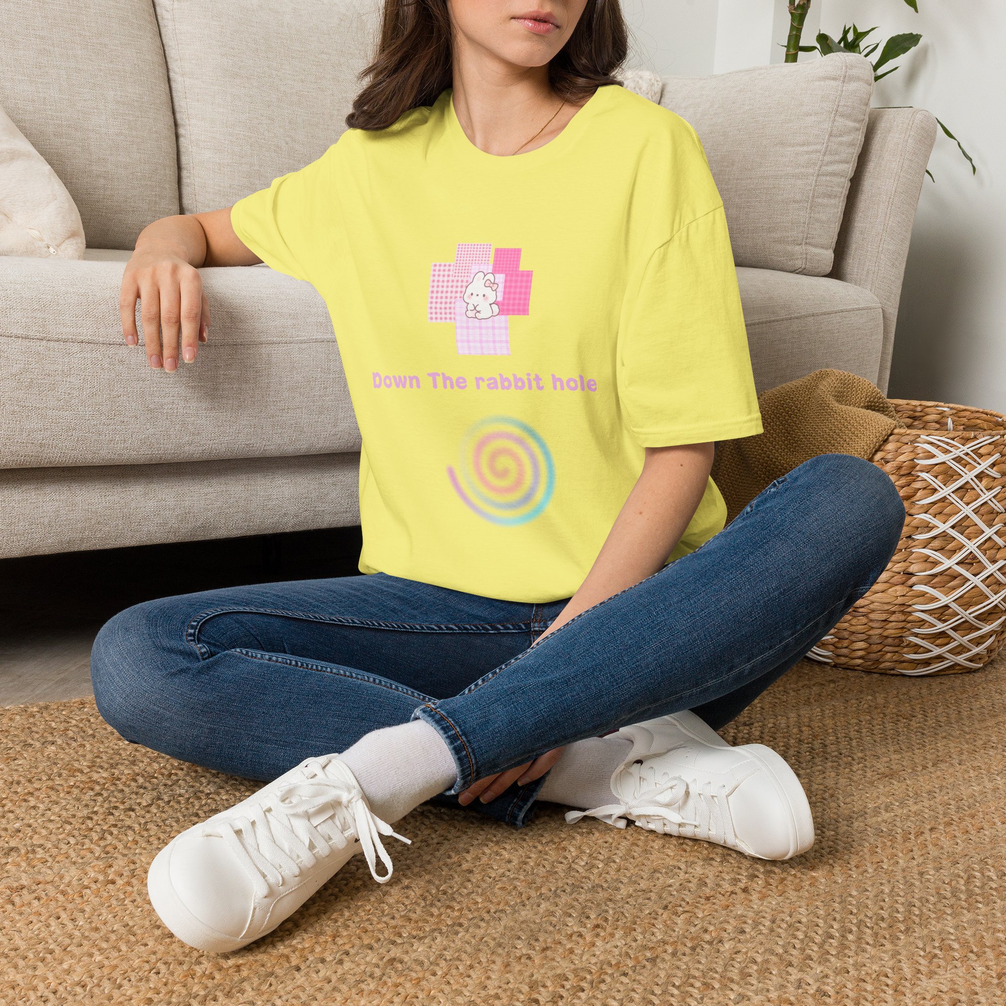 Down the Rabbit Hole T-Shirt – Pastel Bunny Spiral Graphic Tee - Image 10