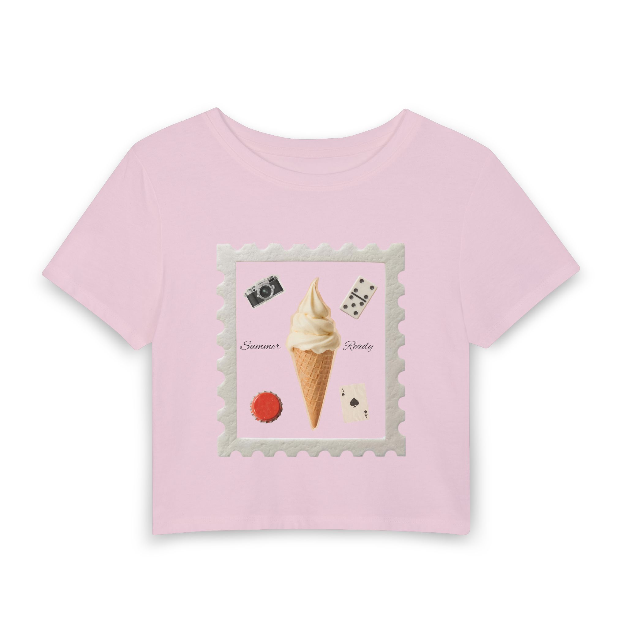 Women's Baby Tee — 'Summer Sweets' Ice Cream Cone Graphic Crop Top - Image 5