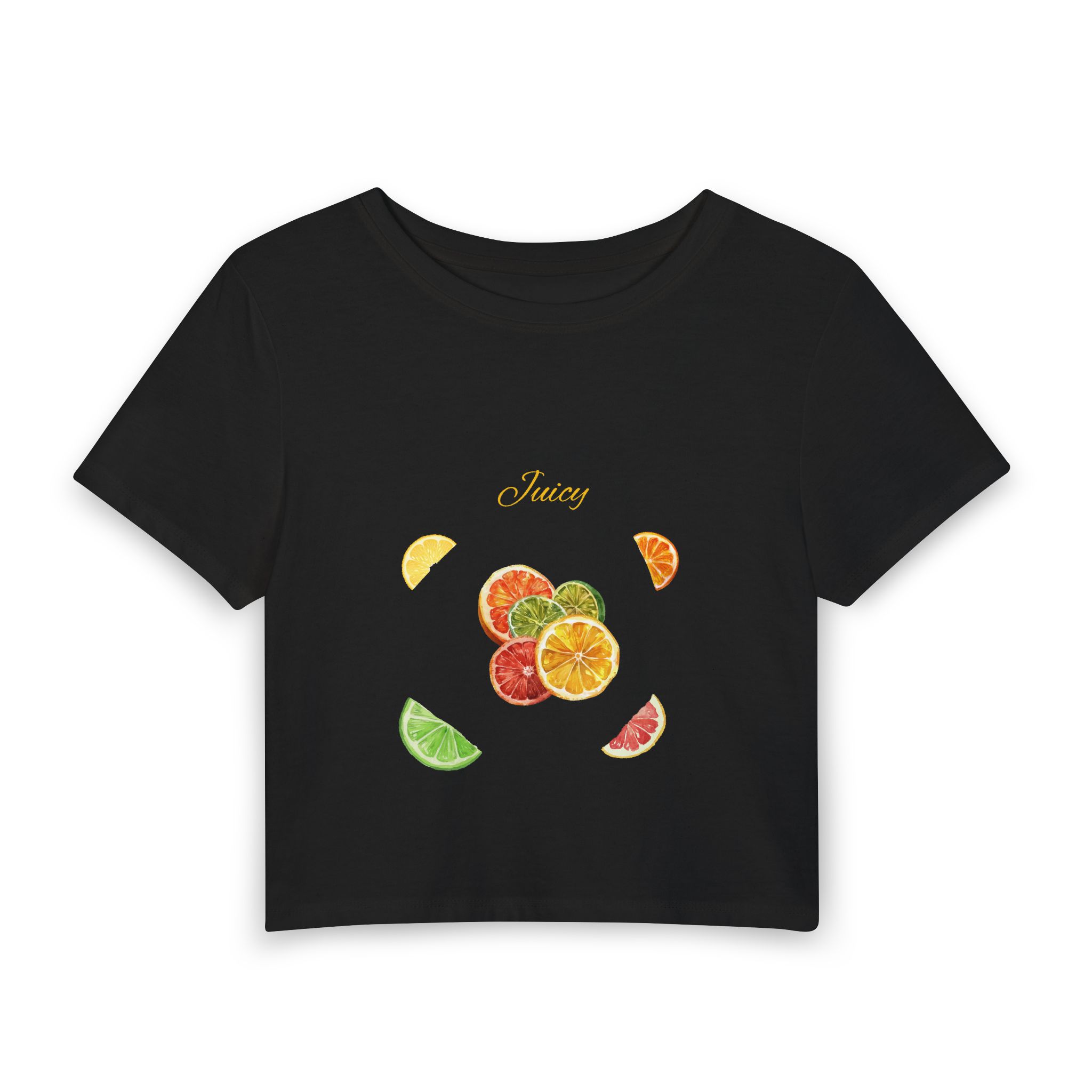 Citrus Slice Women’s Baby Tee — Juicy Fruit Graphic Crop Top - Image 3