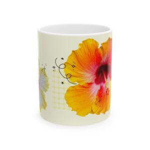 Floral Hibiscus Ceramic Mug — Bright Tropical Coffee Cup (11oz & 15oz)