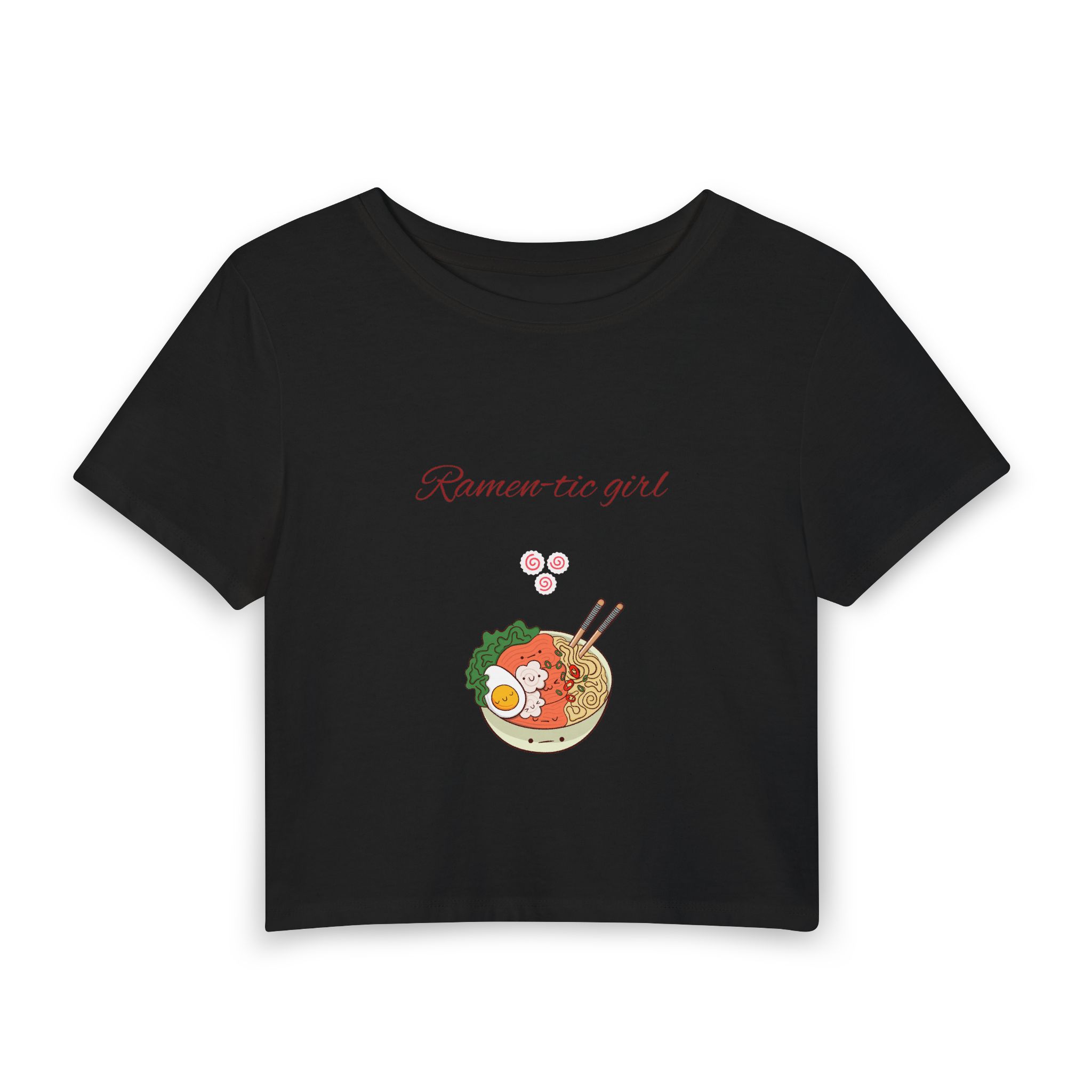 Ramen-tic Girl Baby Tee – Cute Ramen Bowl Graphic Crop Tee - Image 3