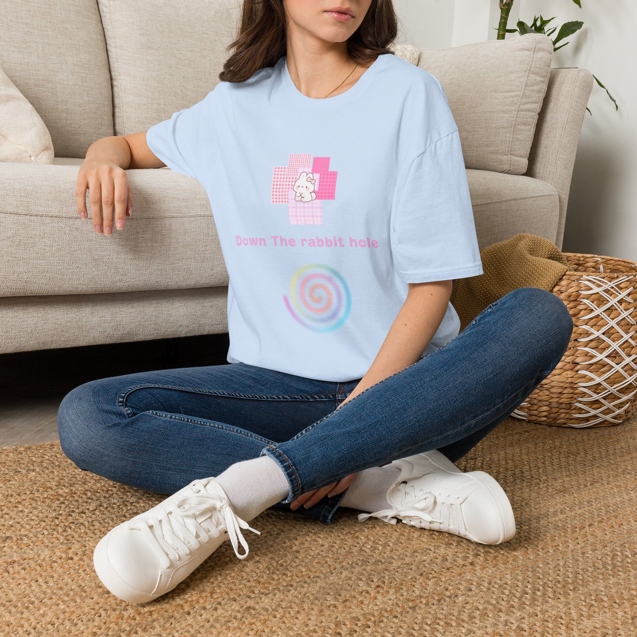 Down the Rabbit Hole T-Shirt – Pastel Bunny Spiral Graphic Tee - Image 14
