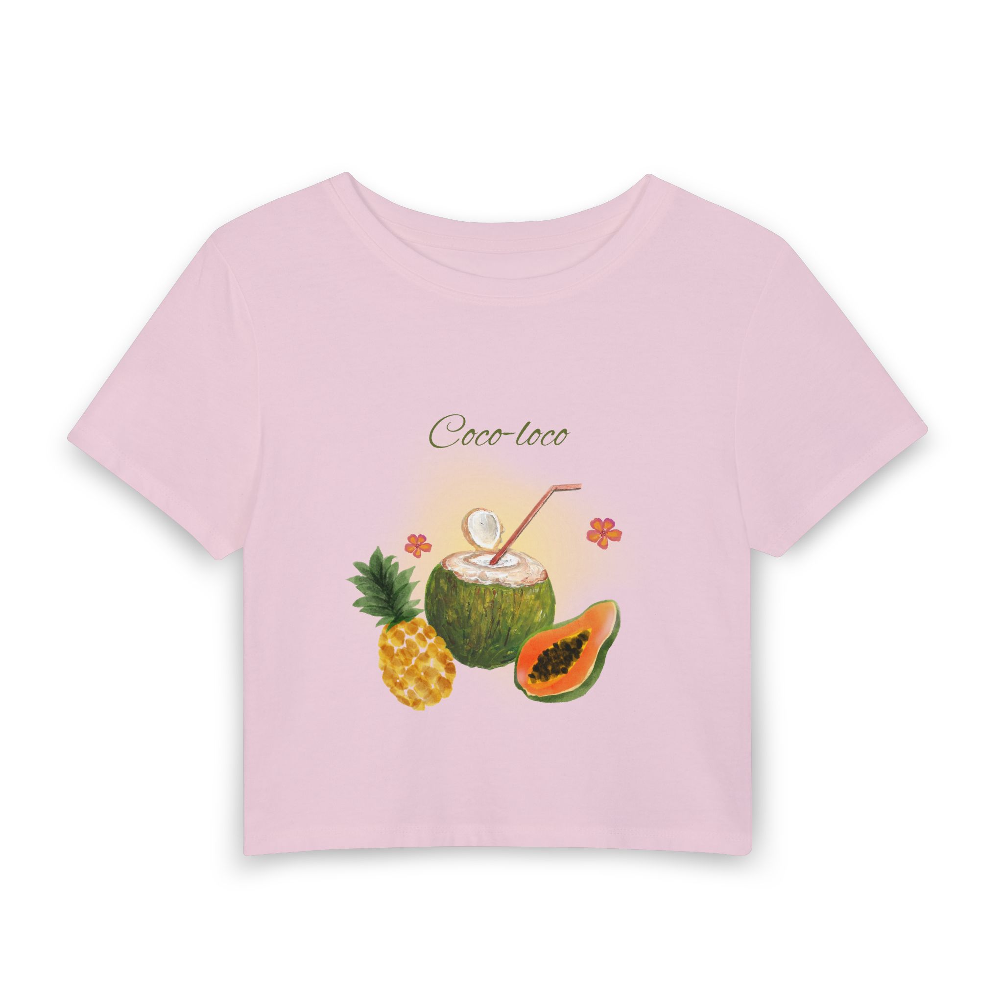 Coco-Loco Tropical Crop Tee — Pineapple & Papaya Summer Shirt - Image 7