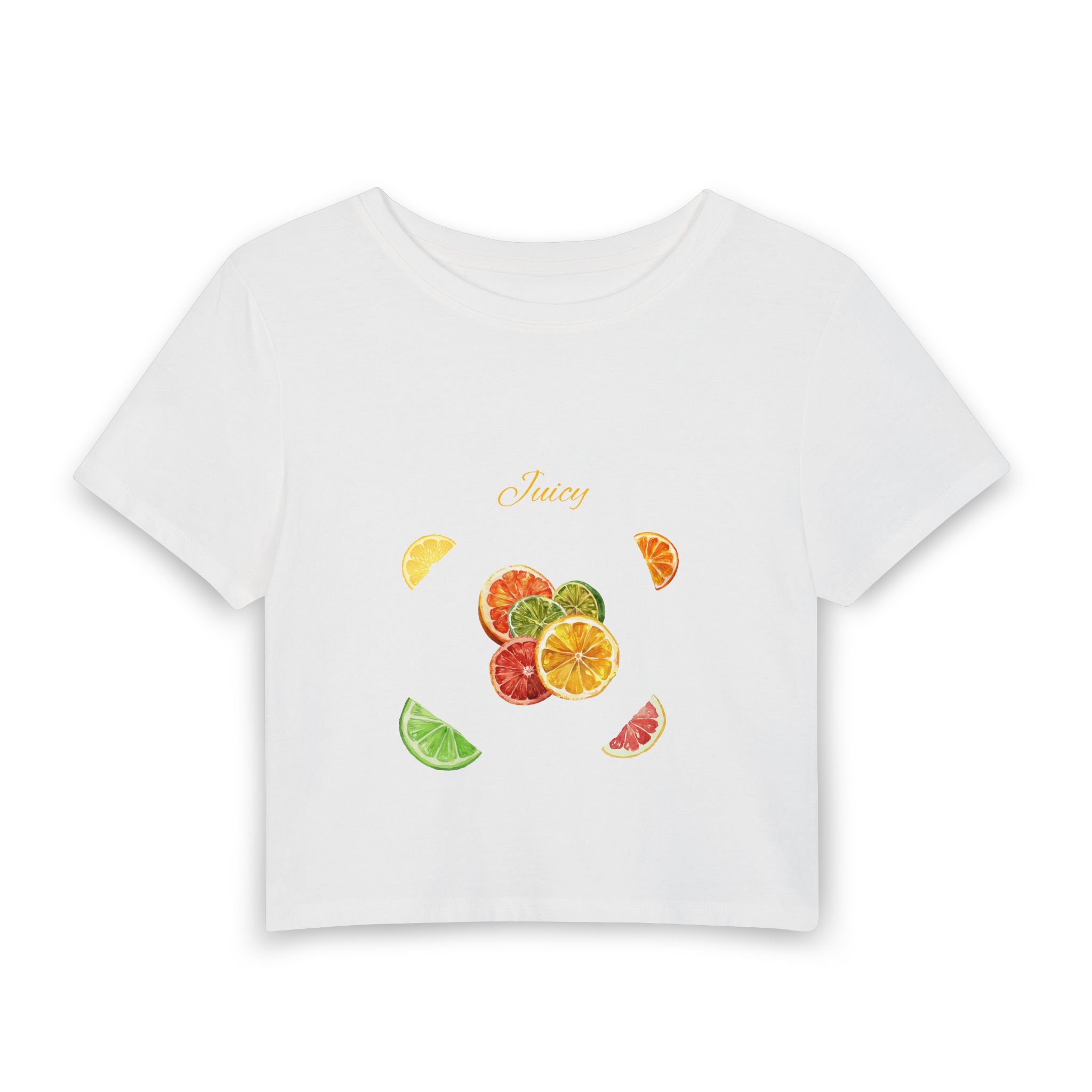 Citrus Slice Women’s Baby Tee — Juicy Fruit Graphic Crop Top