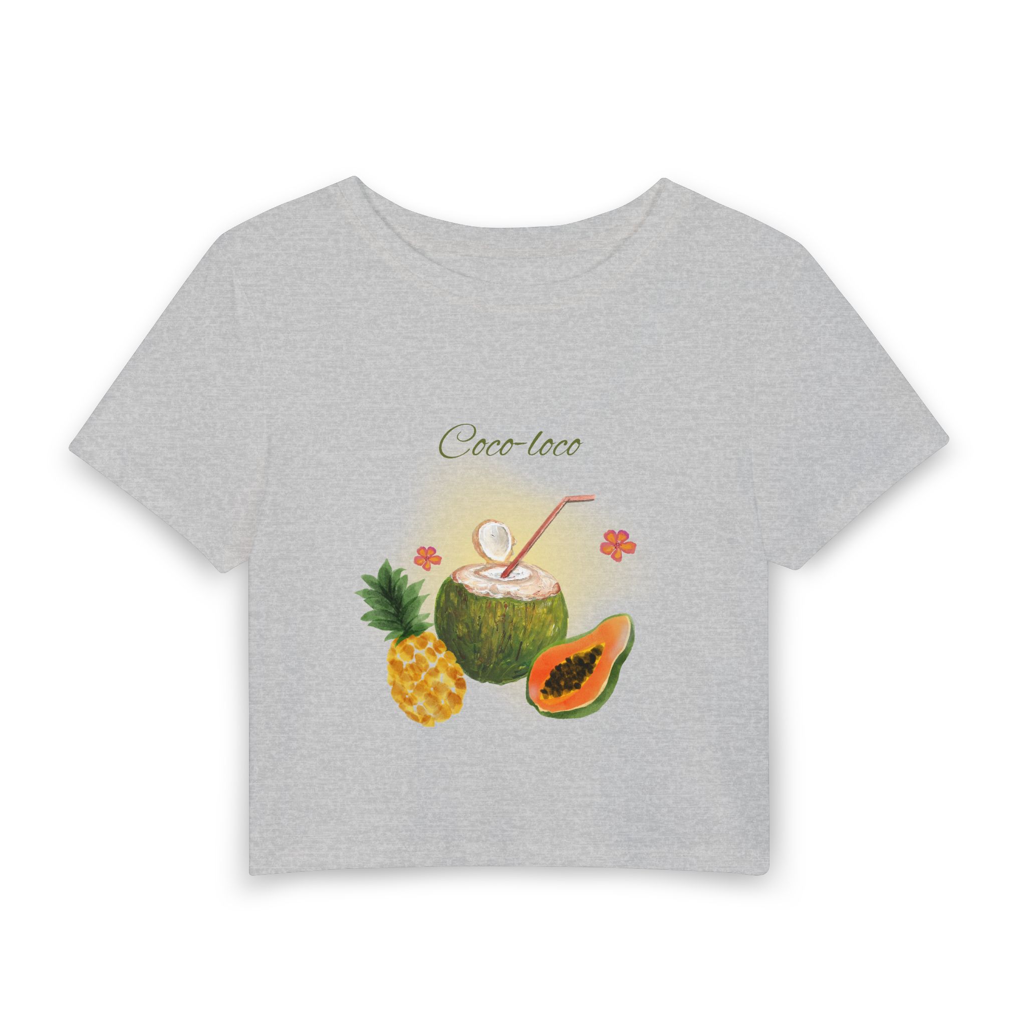 Coco-Loco Tropical Crop Tee — Pineapple & Papaya Summer Shirt - Image 3