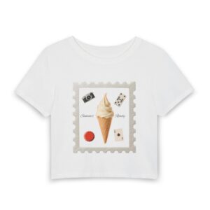 Women's Baby Tee — 'Summer Sweets' Ice Cream Cone Graphic Crop Top