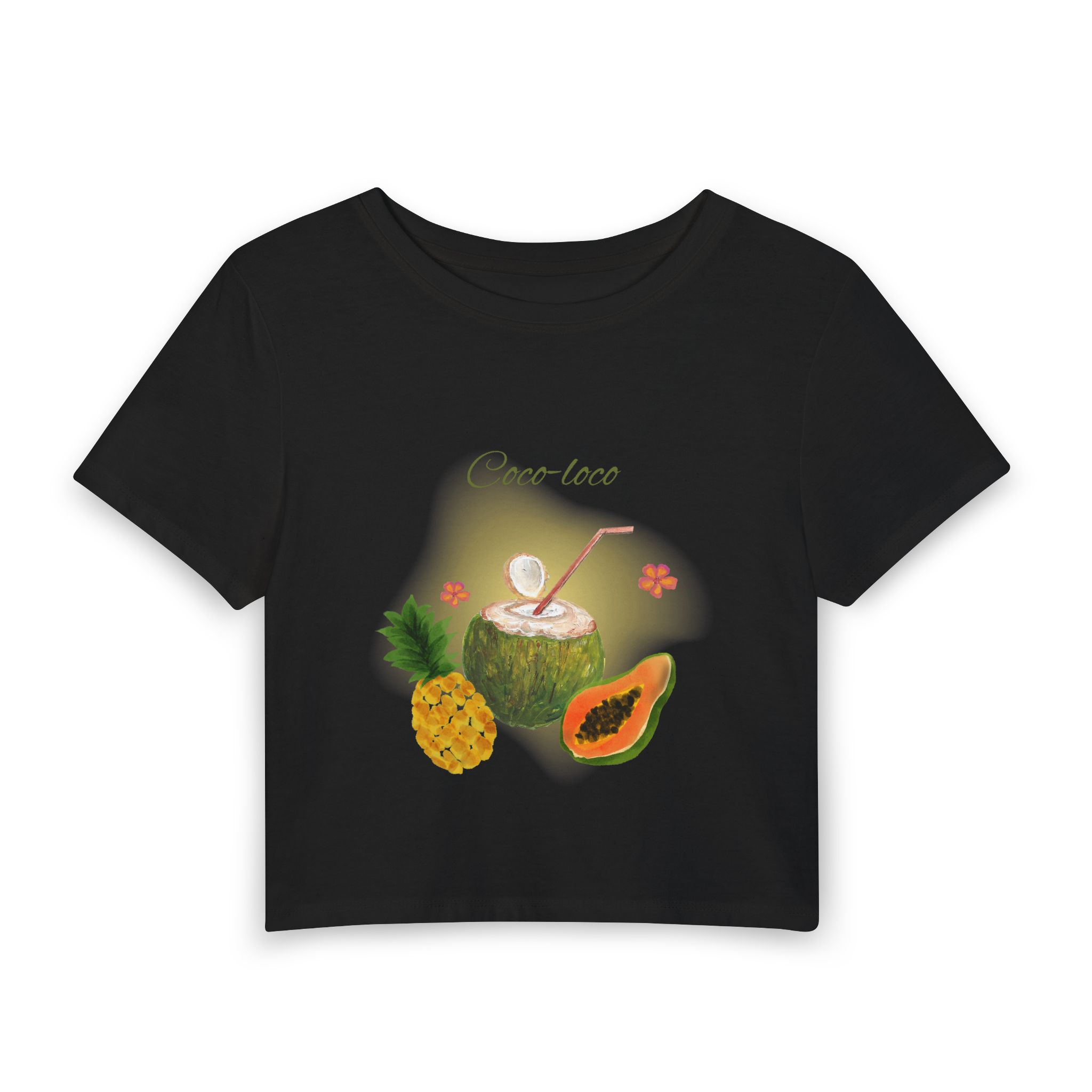 Coco-Loco Tropical Crop Tee — Pineapple & Papaya Summer Shirt - Image 5