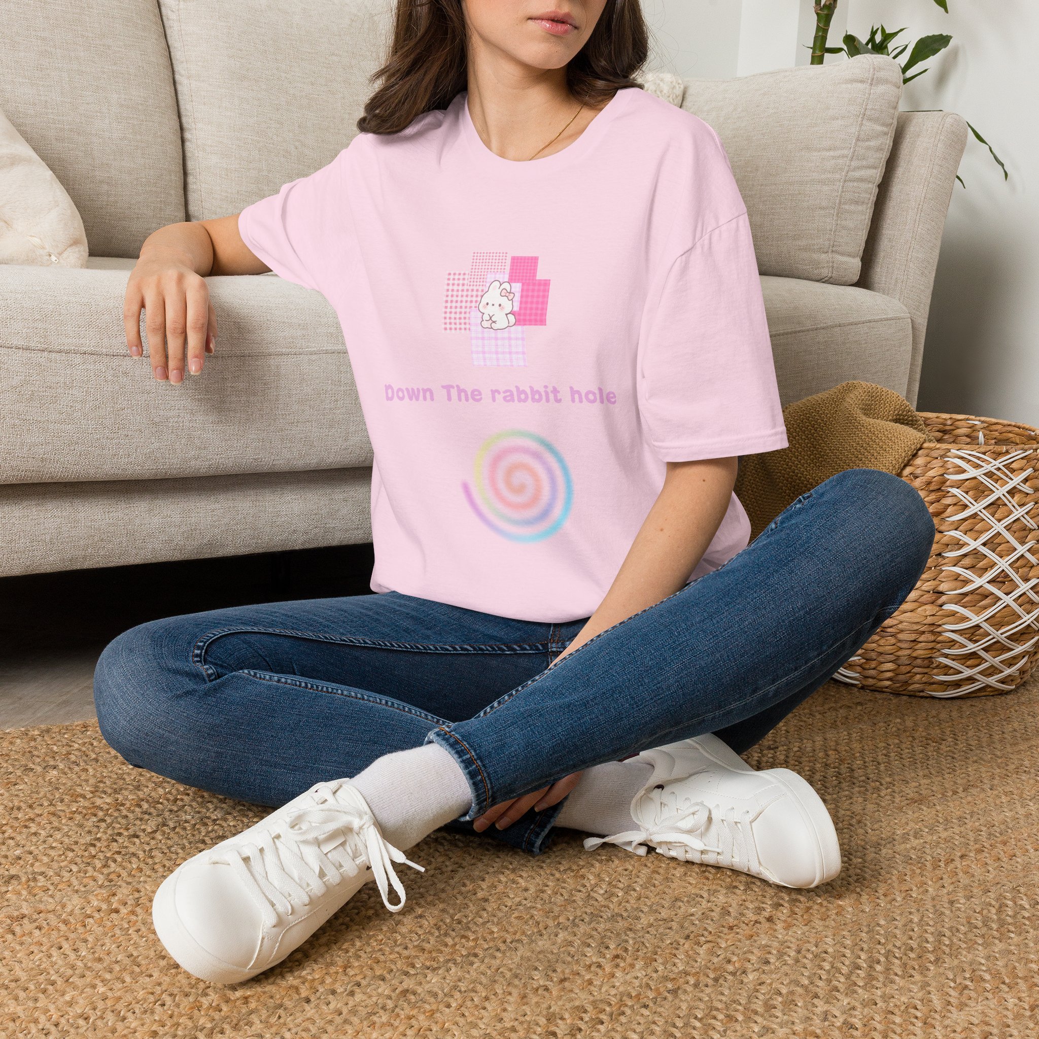 Down the Rabbit Hole T-Shirt – Pastel Bunny Spiral Graphic Tee - Image 18