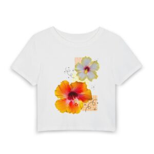 Floral Hibiscus Crop Tee — Tropical Sunny Flower Graphic Women's Baby Tee