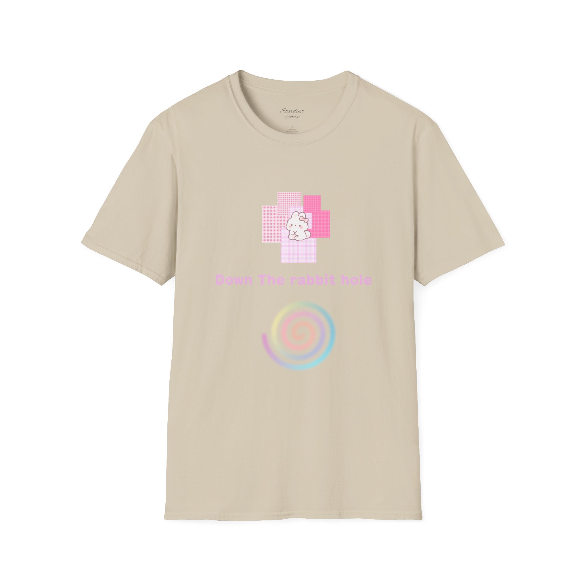 Down the Rabbit Hole T-Shirt – Pastel Bunny Spiral Graphic Tee - Image 7