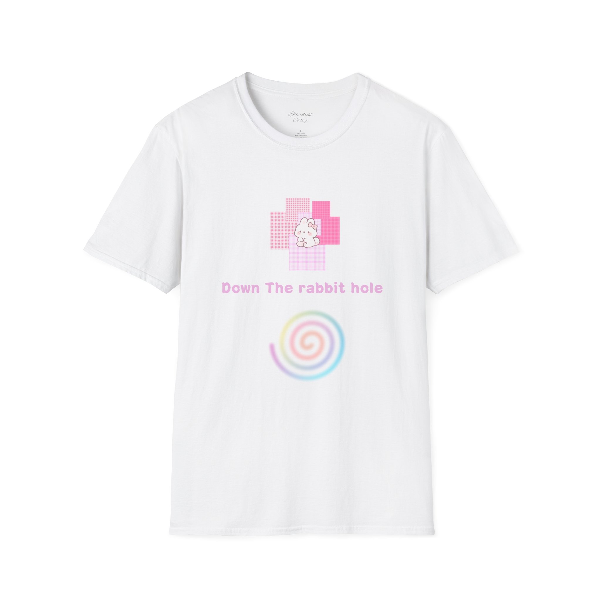 Down the Rabbit Hole T-Shirt – Pastel Bunny Spiral Graphic Tee - Image 3