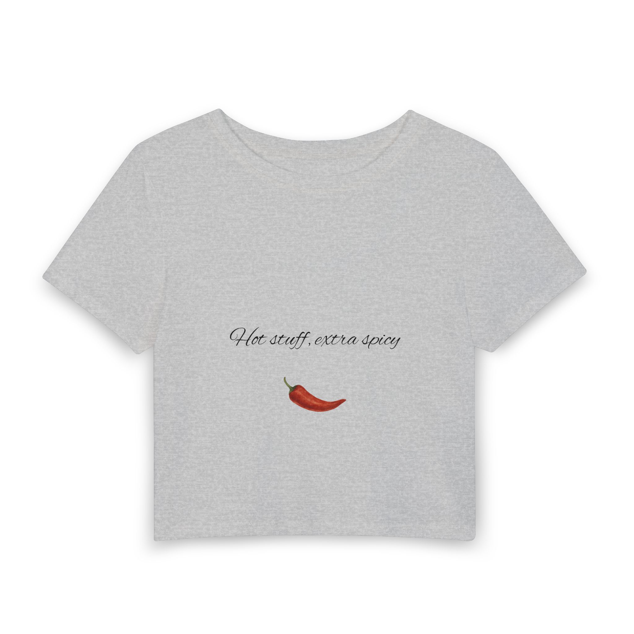 Women's Baby Tee — "Hot Stuff, Extra Spicy" Chili Pepper Graphic Crop Top - Image 3