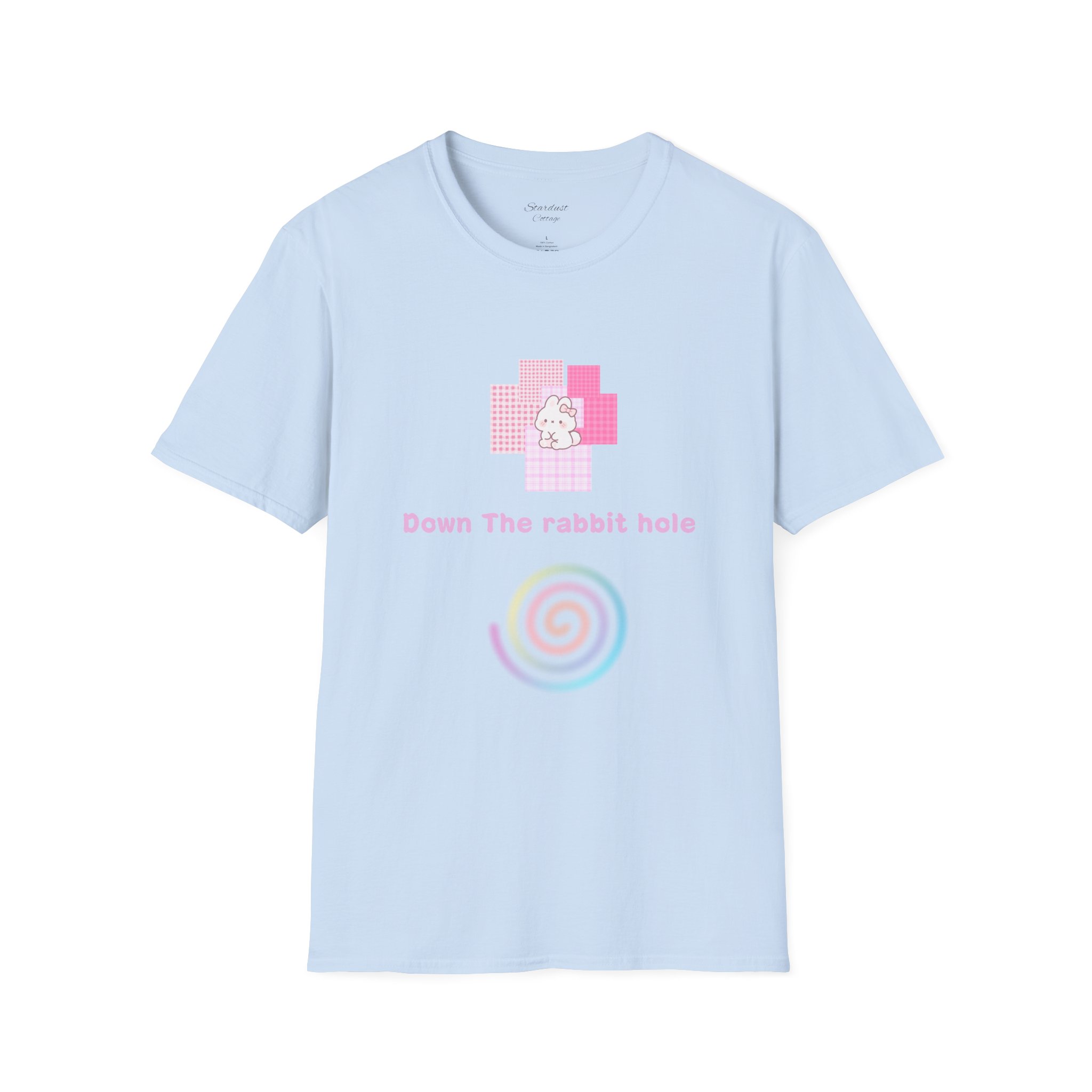 Down the Rabbit Hole T-Shirt – Pastel Bunny Spiral Graphic Tee - Image 15