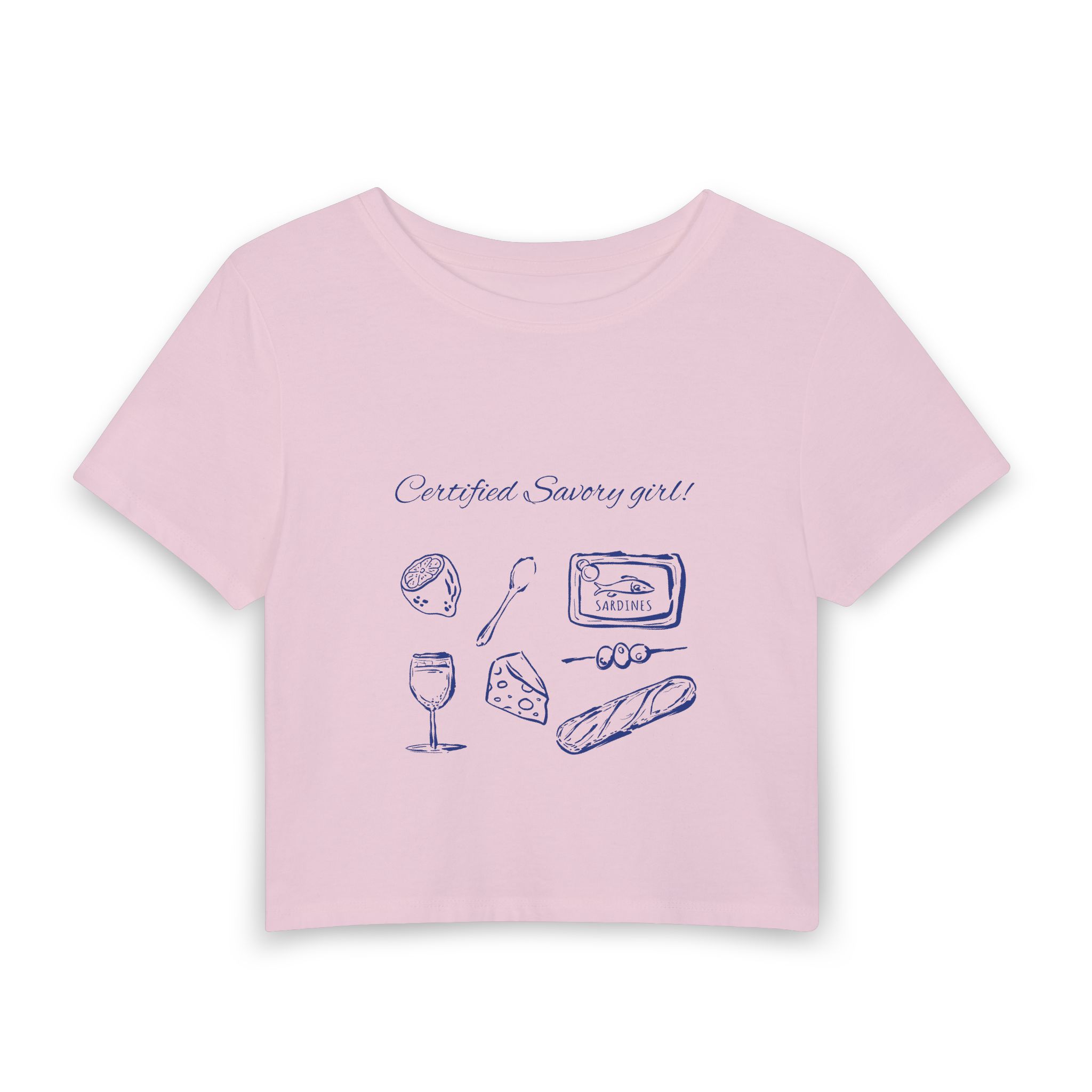 Cute French Snack Graphic Tee — "Certified Savory Girl" Women's Baby Tee - Image 5