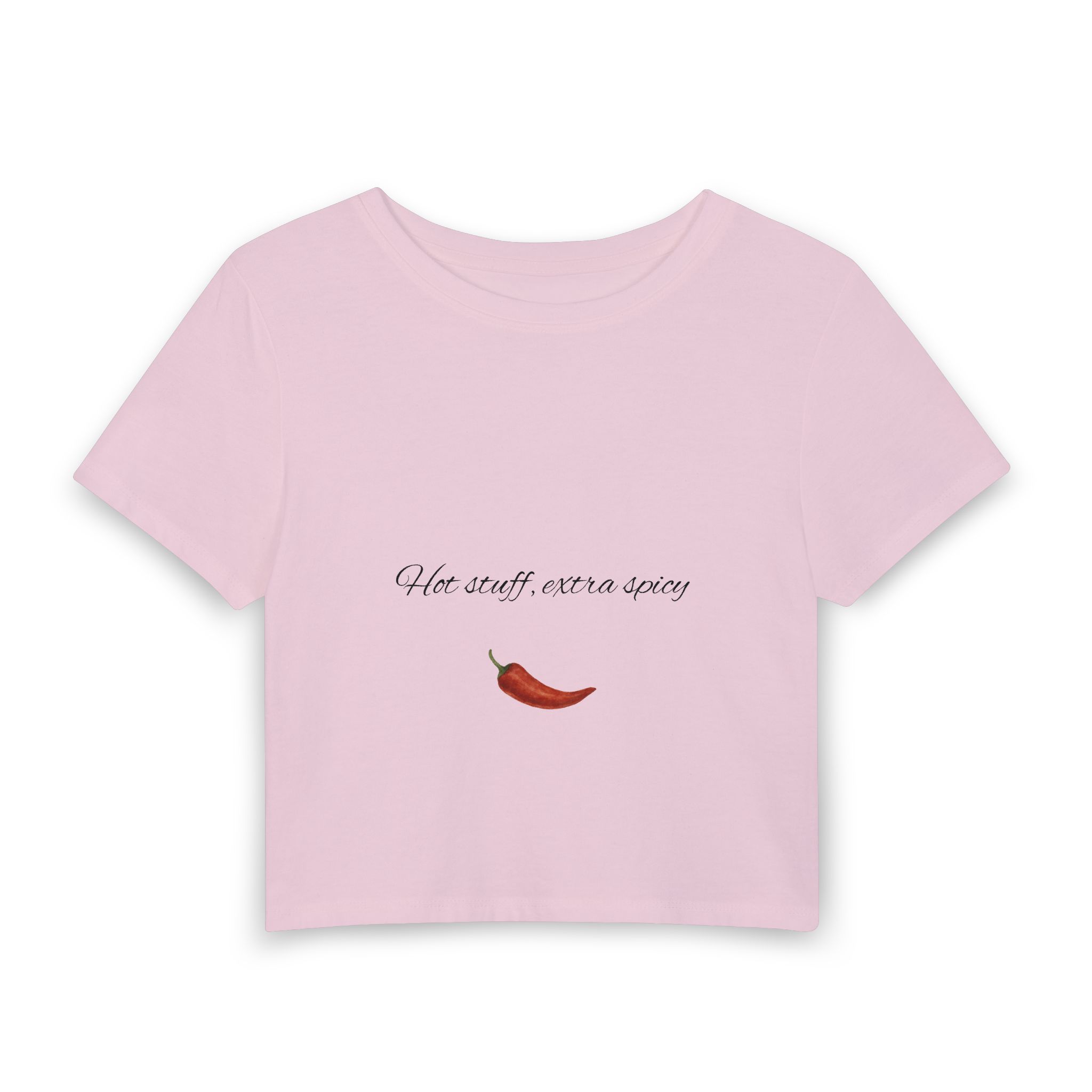 Women's Baby Tee — "Hot Stuff, Extra Spicy" Chili Pepper Graphic Crop Top - Image 5