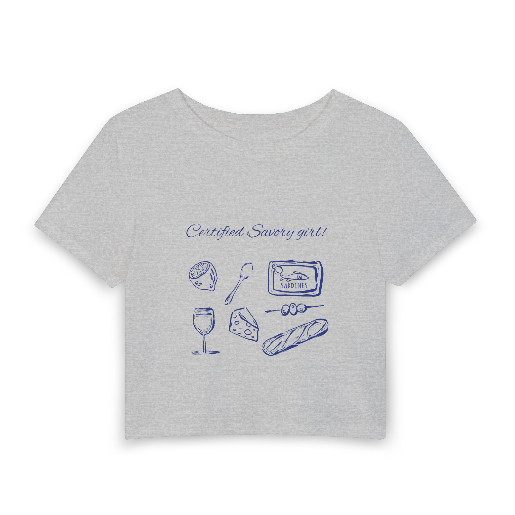 Cute French Snack Graphic Tee — "Certified Savory Girl" Women's Baby Tee - Image 3