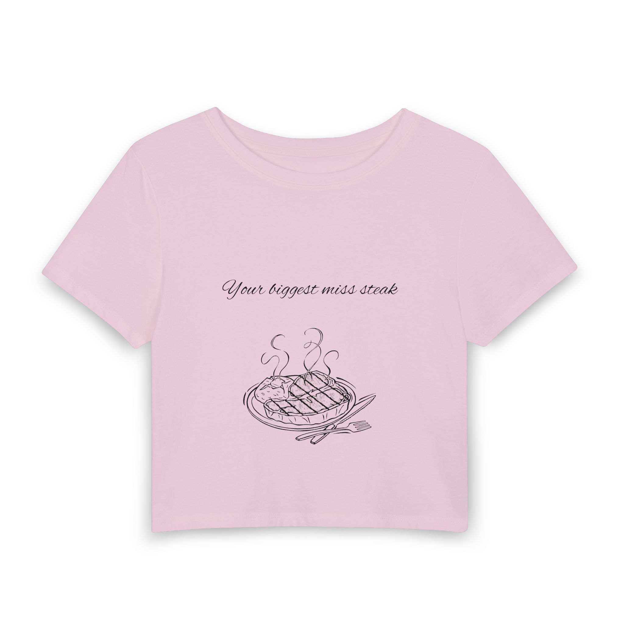 Women's Baby Tee - 'Your Biggest Miss Steak' Steak Illustration Crop Top - Image 5